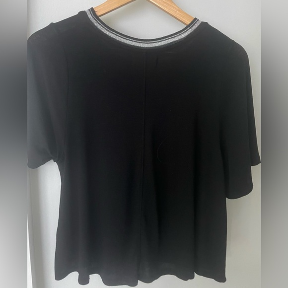 Velvet by Graham and Spencer black t-shirt with silver neck detail XS - Picture 7 of 7
